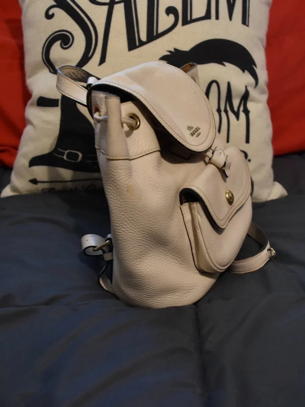 Coach Pennie 22 Soft White Leather Pebbled Backpack